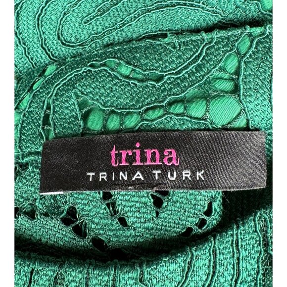 Trina Turk Palm Colony Dress Green Floral Lace Cocktail Party Dinner Nwot 2XL - Picture 11 of 13